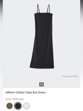 Uniqlo AIRism Cotton Tube Bra Dress - Black with build in bra